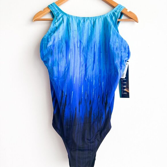 Longitude Vintage Multi Blue One Piece Swimsuit 12 - Picture 3 of 7